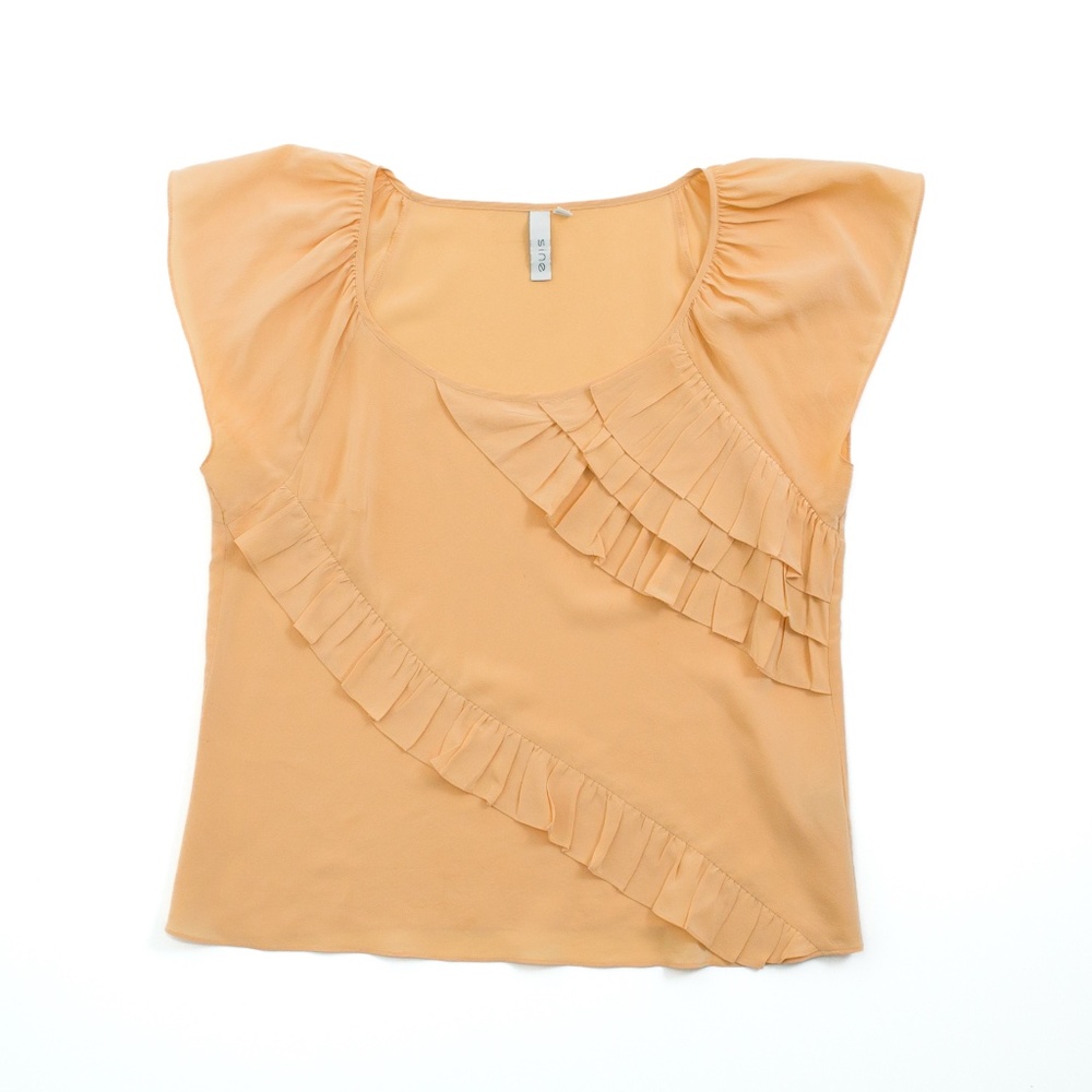 Anthropologie Light Peach Ruffle Top Size 10